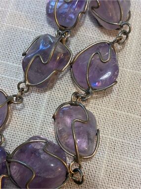 Magical Vintage Amethyst Caged Silver 30” Necklace with Rainbows